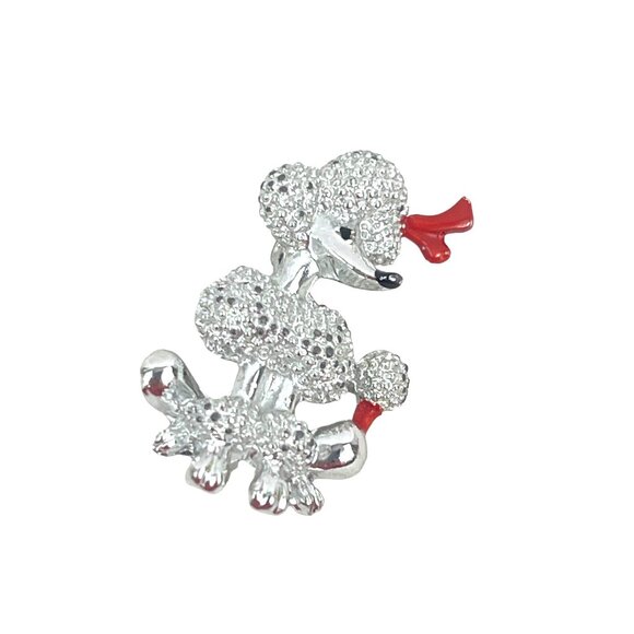 Vintage Silver and Red Poodle Brooch Pin - Picture 6 of 7